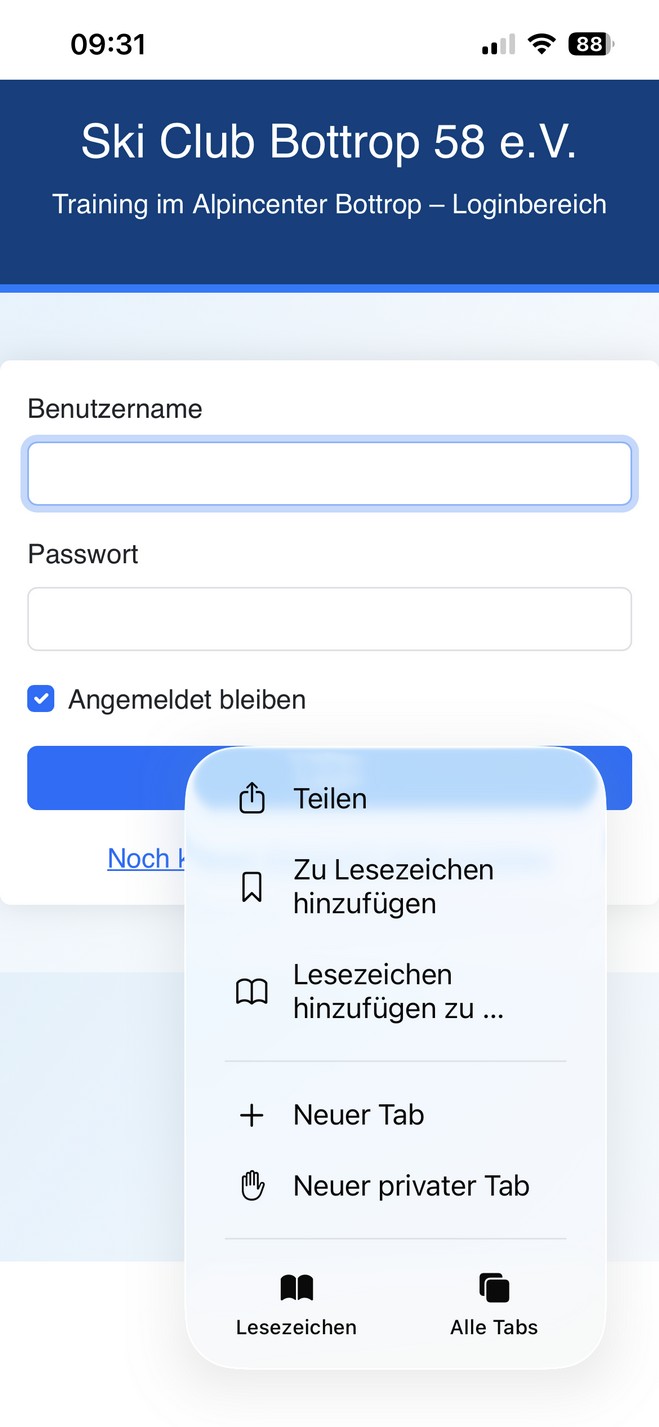 Teilen-Menü in Safari öffnen